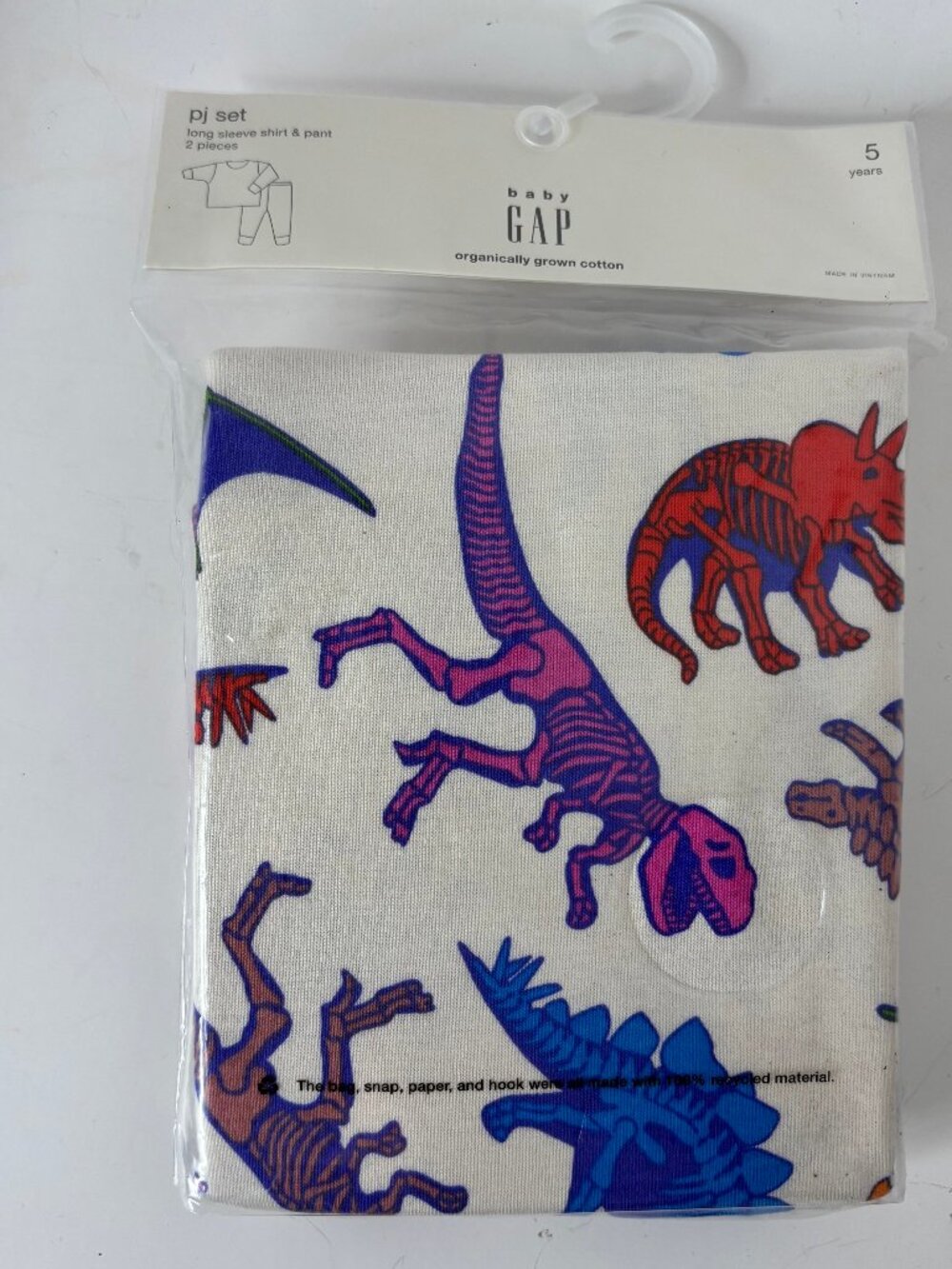 Baby Gap 5 Years Pajama Set Multicolor Dinosaur Organically Grown Cotton
